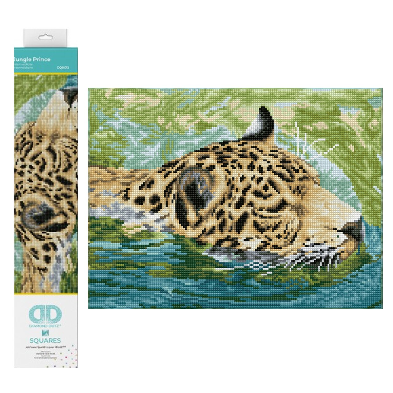 Diamond Dotz Jungle Prince Jaguar Diamond Painting Kits for Adults - Diamond Art Kits a Relaxing Creative Craft Kit with Dotz Gems 12.2"x16.1"